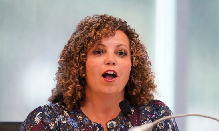 Celeste Maloy speaks during the 2nd Congressional District Republican primary debate for outgoing Rep. Chris Stewart's seat, Friday, Aug. 4, 2023, in Farmington, Utah. 