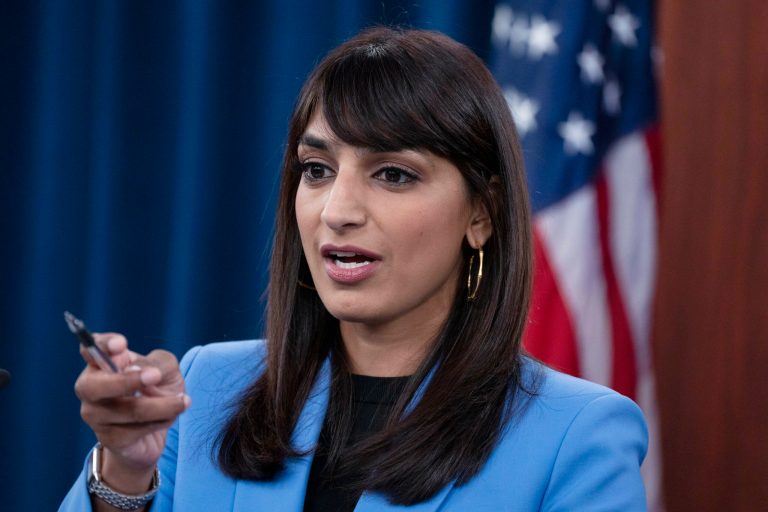 Deputy Pentagon Press Secretary Sabrina Singh, speaks during a briefing at the Pentagon in Washington.