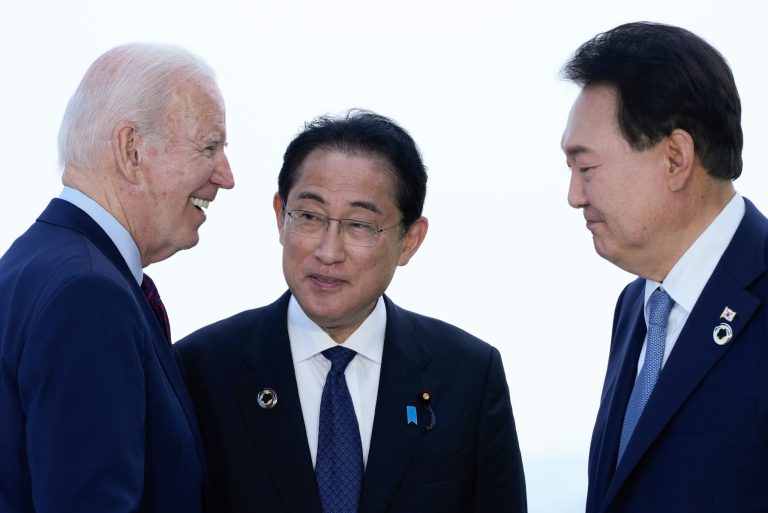 Biden tries to ‘lock in’ ties with Japan and South Korea at Camp David