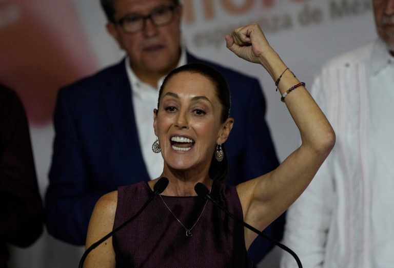 Claudia Sheinbaum speaks after being elected to be the MORENA party candidate for the upcoming national presidential elections, during an event in Mexico City, Wednesday, Sept. 6, 2023. 