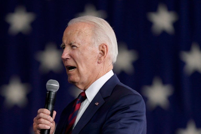 President Joe Biden speaks at Joint Base Elmendorf-Richardson to mark the anniversary of the Sept. 11 terrorist attacks, Monday, Sept. 11, 2023, in Anchorage, Alaska.