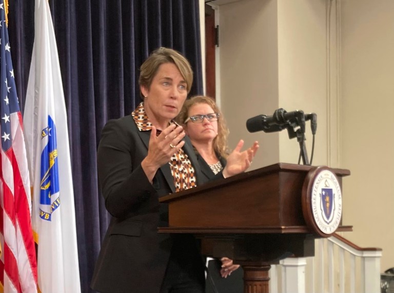 Gov. Maura Healey (D-MA) declared a state of emergency and asked the Federal Emergency Management Agency to issue a pre-disaster emergency declaration on Friday, Sept. 15, 2023, in Boston. On Monday, Sept. 15, Healey banned state agencies from buying single-use plastic bottles.