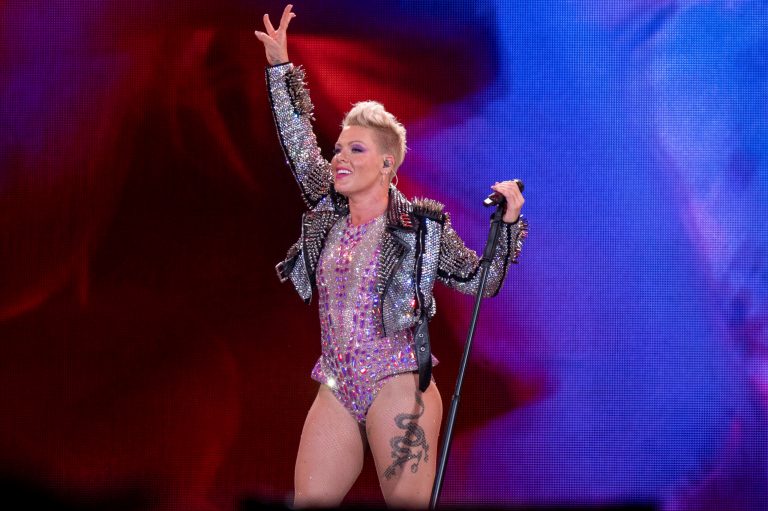 Musician P!nk performing on stage.