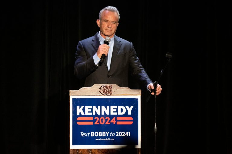 Democratic Presidential Candidate Robert F. Kennedy Jr. celebrates Hispanic Heritage Month with supporters at the Wilshire Ebell Theatre in Los Angeles Friday, Sept. 15, 2023.