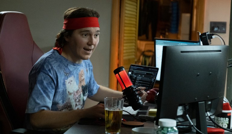 This image released by Sony Pictures shows Paul Dano as Keith Gill in a scene from Dumb Money.
