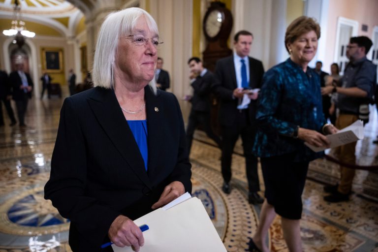 Sen. Patty Murray (D-WA) is seen during a press conference at the Capitol on Sept. 19, 2023.