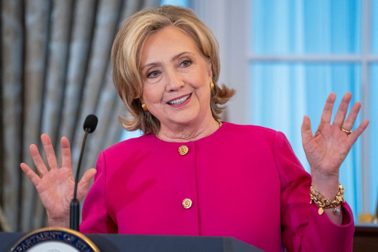 Former Secretary of State Hillary Clinton speaks during her portrait unveiling ceremony, Tuesday, Sept. 26, 2023, at the State Department in Washington.