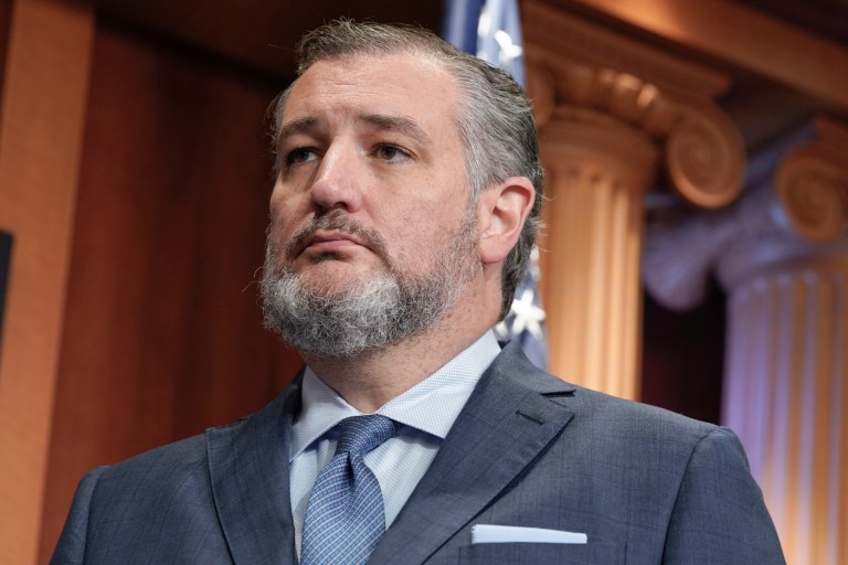 Sen. Ted Cruz (R-TX) listens during a press conference on the border, Wednesday, Sept. 27, 2023, on Capitol Hill in Washington.