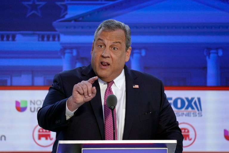 Former New Jersey Gov. Chris Christie speaks during a Republican presidential primary debate, Wednesday, Sept. 27, 2023.