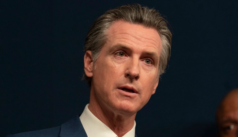 Gov. Gavin Newsom (D-CA) discusses three gun control measures he signed during a news conference in Sacramento, California, on Tuesday, Sept, 26, 2023.