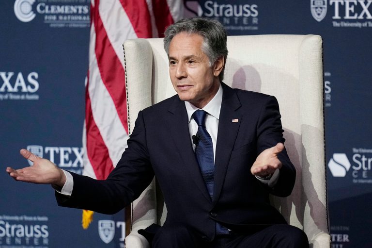 Secretary Blinken jokes that ‘our Russian friends’ interrupted his event with Wednesday’s emergency alert test