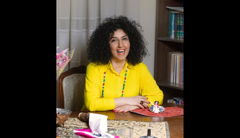 This photo taken in 2021 shows Narges Mohammadi in Tehran, Iran. Imprisoned Iranian activist Narges Mohammadi won the Nobel Peace Prize on Friday, Oct. 6, 2023 in recognition of her tireless campaigning for women's rights and democracy and against the death penalty.