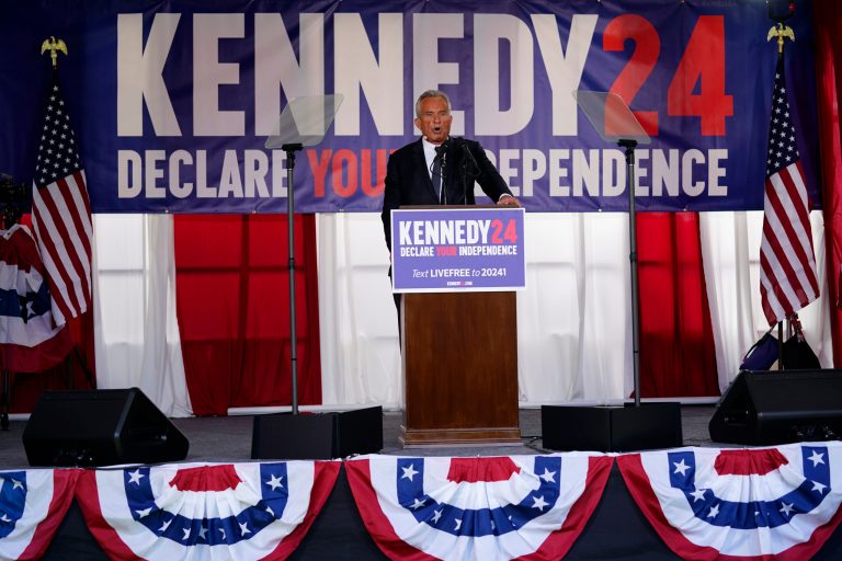 Presidential candidate Robert F. Kennedy Jr. speaks during a campaign event at Independence Mall on Monday, Oct. 9, 2023, in Philadelphia.