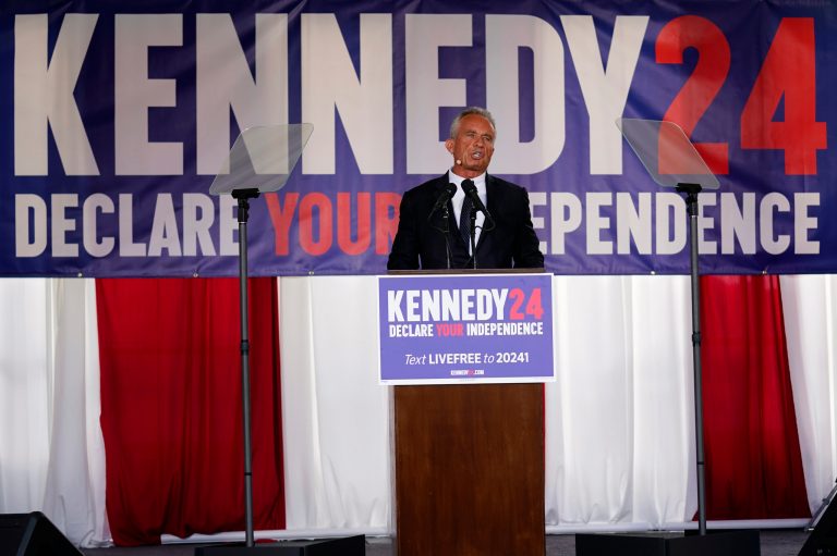 Presidential candidate Robert F. Kennedy Jr. speaks during a campaign event at Independence Mall on Monday, Oct. 9, 2023, in Philadelphia. 