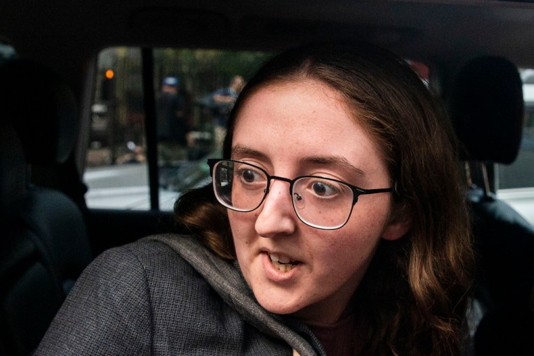 Caroline Ellison, former CEO of Alameda Research founded by Sam Bankman-Fried, exits the Manhattan federal court after testifying on Tuesday, Oct. 10, 2023.