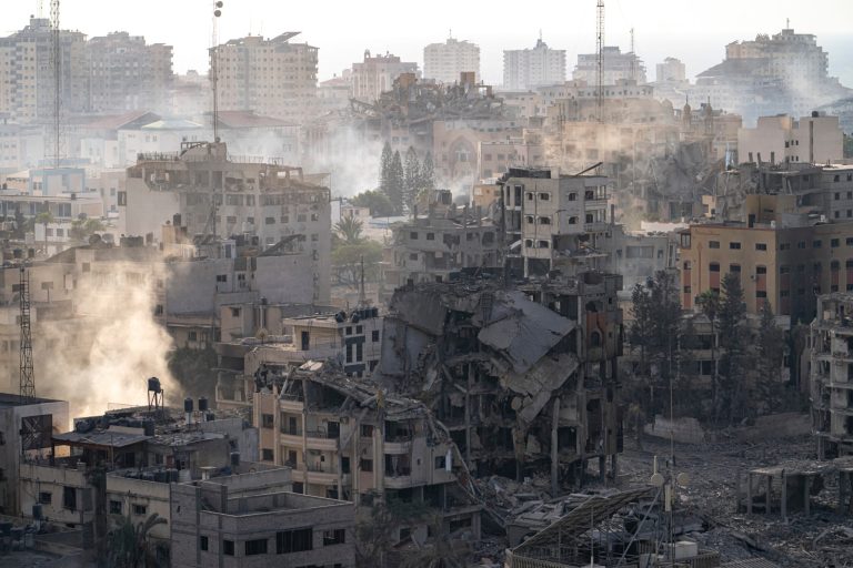 Destruction from Israeli aerial bombardment is seen in Gaza City.