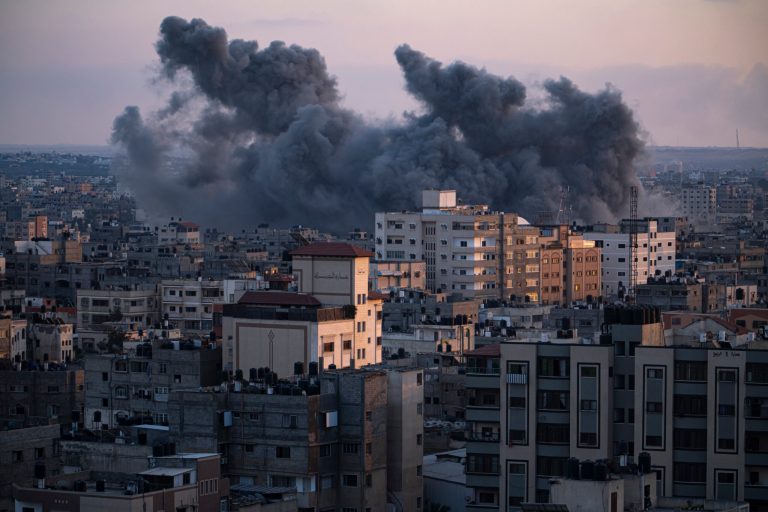 Smoke rises following an Israeli airstrike in Gaza City, Wednesday, Oct. 11, 2023.