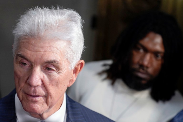 Rep. Roger Williams, R-Texas., talks with reporters as Republicans hold a caucus meeting at the Capitol in Washington, Friday, Oct. 13, 2023. 