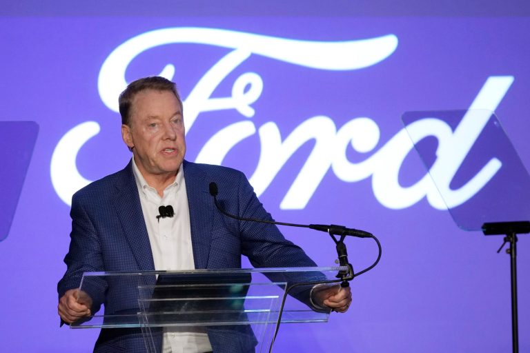 Ford Motor Company Executive Chairman Bill Ford delivers remarks on the future of American manufacturing on Oct. 16, 2023, in Dearborn, Michigan.