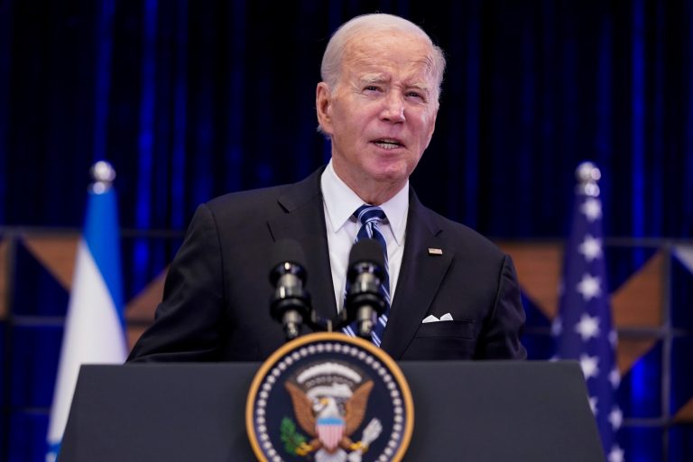 President Joe Biden delivers remarks on the war between Israel and Hamas after meeting Israeli Prime Minister Benjamin Netanyahu, Wednesday, Oct. 18, 2023, in Tel Aviv.