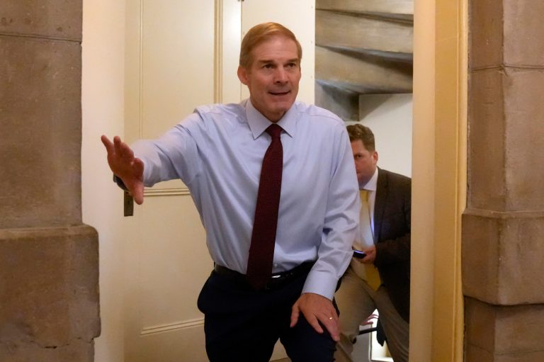 Rep. Jim Jordan (R-OH) is seen after Republicans failed for a second time to elect him to be the new House speaker, at the Capitol in Washington, Wednesday, Oct. 18, 2023.