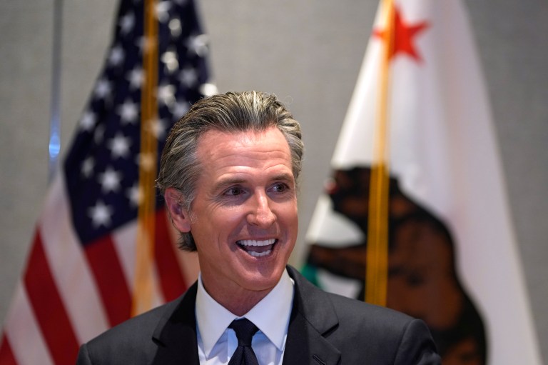 Gov. Gavin Newsom (D-CA) speaks at a press conference in Beijing, Wednesday, Oct. 25, 2023.