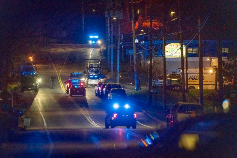 Police respond to an active shooter situation in Lewiston, Maine, Wednesday, Oct. 25, 2023.