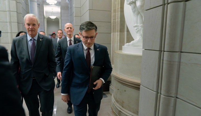 Speaker of the House Rep. Mike Johnson (R-LA) is seen at the Capitol in Washington, Wednesday, Nov. 1, 2023.