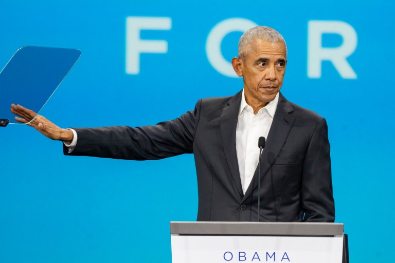 Former Pres. Barack Obama speaks during the Obama Foundation Democracy Forum at McCormick Place, where he commented on the Israel-Hamas war, Friday, Nov. 3, 2023, in Chicago.