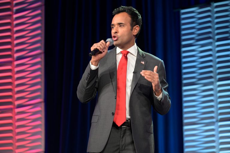Republican presidential candidate Vivek Ramaswamy speaks to attendees at the Republican Party of Florida Freedom Summit, Saturday, Nov. 4, 2023, in Kissimmee, Florida.