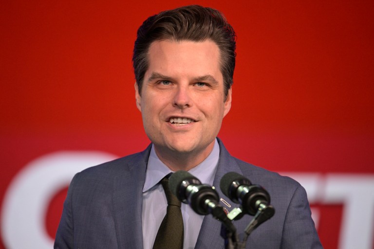 Rep. Matt Gaetz (R-FL) speaks at the Republican Party of Florida Freedom Summit, Saturday, Nov. 4, 2023, in Kissimmee, Florida.