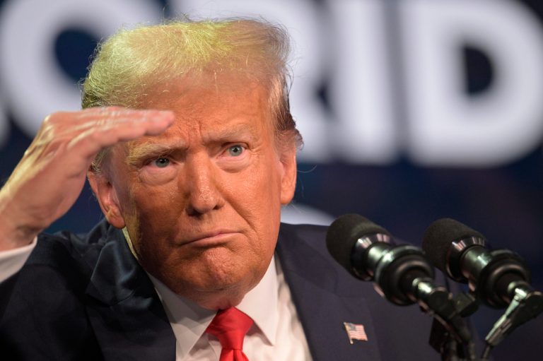 Former President Donald Trump speaks at the Republican Party of Florida Freedom Summit, Saturday, Nov. 4, 2023, in Kissimmee, Florida.