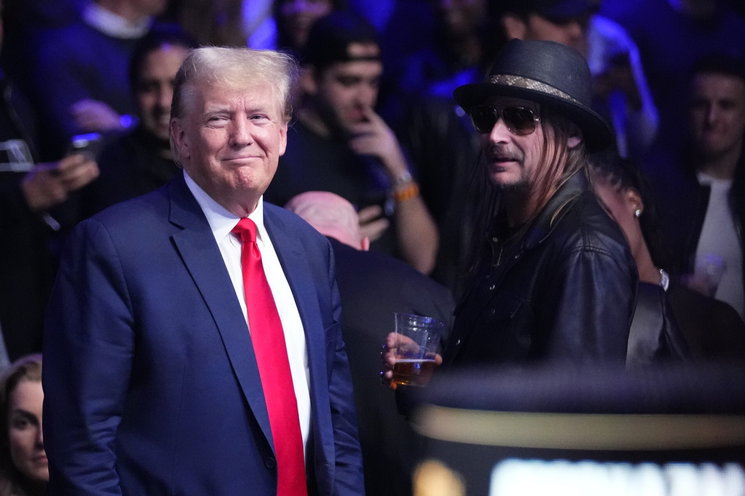 Trump appears at UFC fight with Kid Rock and Tucker Carlson
