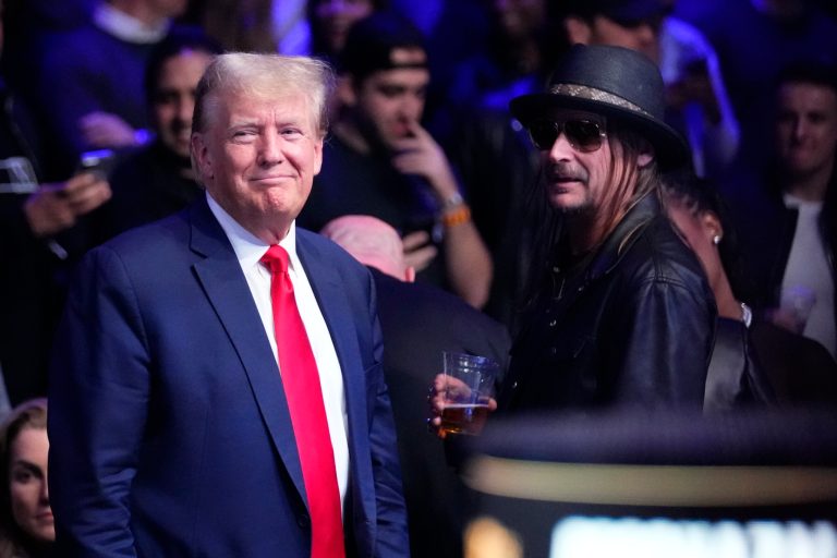Trump appears at UFC fight with Kid Rock and Tucker Carlson