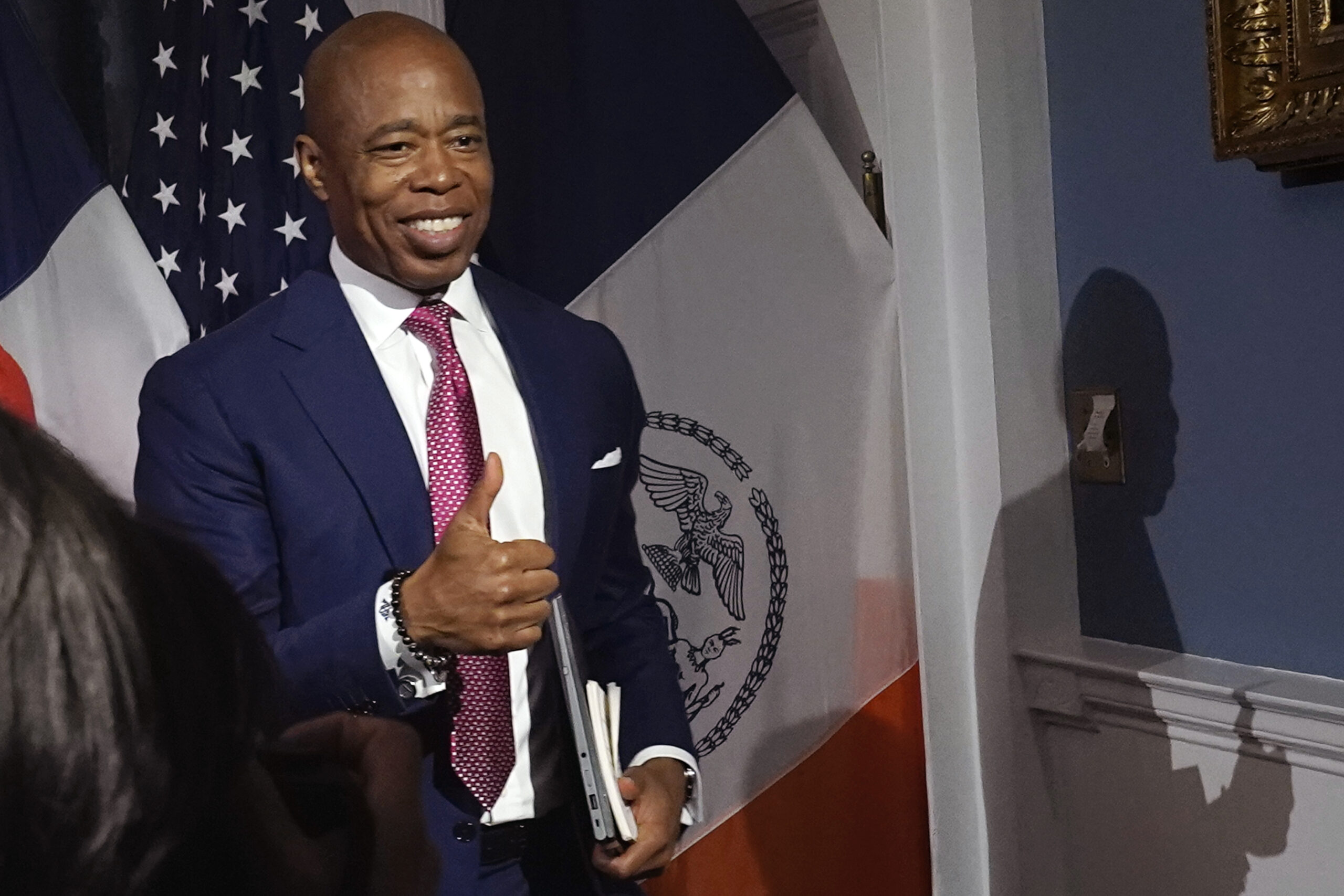 Eric Adams admits ‘I give myself the finger’ while providing update on immigrants