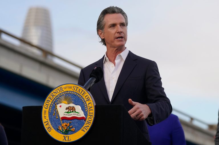 Gov. Gavin Newsom (D-CA) speaks during a Clean California event in San Francisco on Thursday, Nov. 9, 2023.