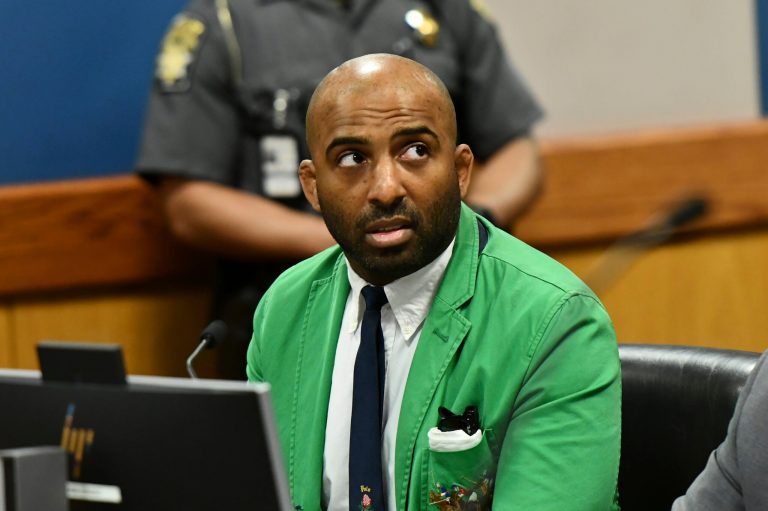 Defendant Harrison Floyd, a leader in the organization Black Voices for Trump, appears during a hearing related to the Georgia election indictments, on Tuesday, Nov. 21, 2023, in Atlanta. 