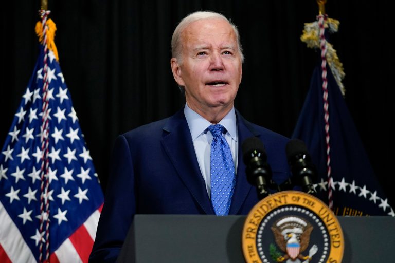 President Joe Biden speaks to reporters in Nantucket, Massachusetts, Sunday, Nov. 26, 2023, about hostages freed by Hamas in a third set of releases under a four-day ceasefire deal between Israel and Hamas.