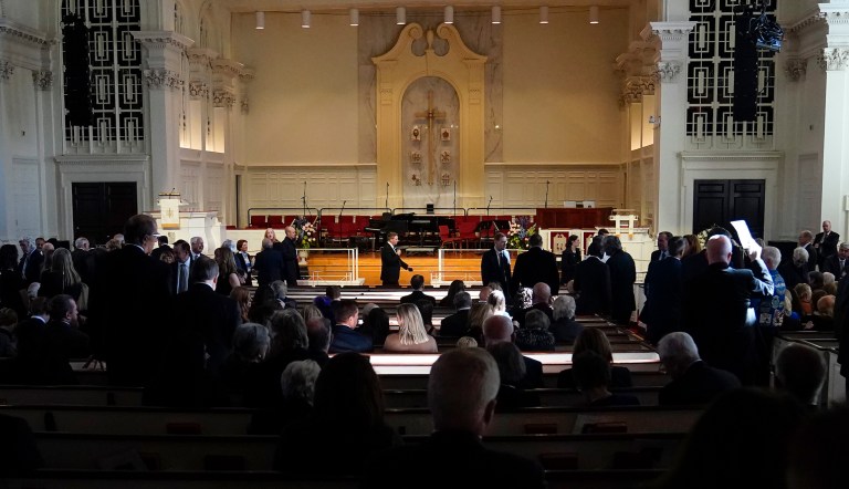 Pro-Palestinian protesters set up outside Rosalynn Carter tribute service