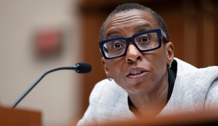 Harvard President Claudine Gay speaks during a hearing of the House Committee on Education on Capitol Hill, Tuesday, Dec. 5, 2023, in Washington.