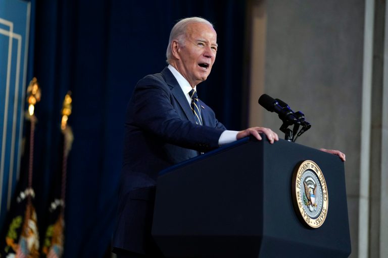 President Joe Biden speaks at the White House Tribal Nations Summit at the Department of the Interior, Wednesday, Dec. 6, 2023, in Washington. 