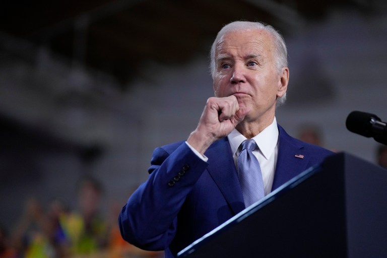 President Joe Biden speaks about investment in rail projects, including high-speed electric trains on Friday, Dec. 8, 2023, in Las Vegas.