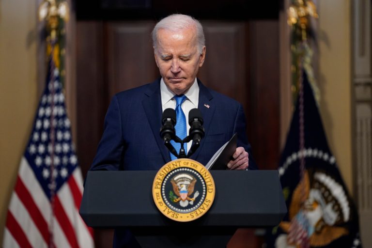 President Joe Biden speaks during a meeting of the National Infrastructure Advisory Council in the Indian Treaty Room on the White House campus, Wednesday, Dec. 13, 2023, in Washington.