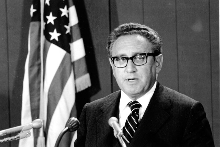 Henry Kissinger speaks in Washington in 1975.