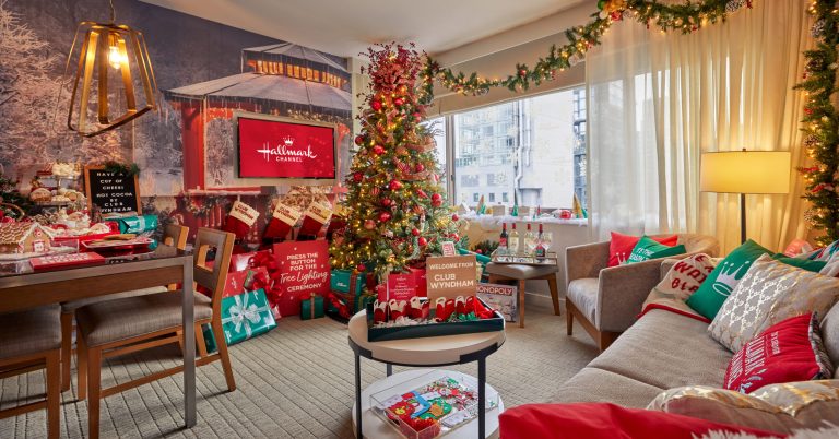 The Classic Hallmark Channel Christmas suite at Club Wyndham Midtown 45 in New York City is a nod to classic Hallmark Channel Christmas traditions.