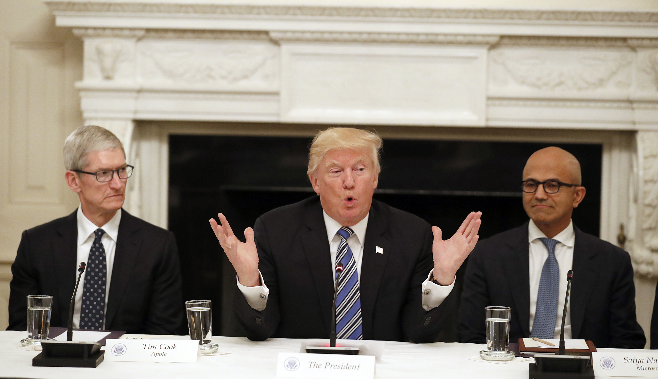 Big Business is learning to bite its tongue and not talk Trump. Good.