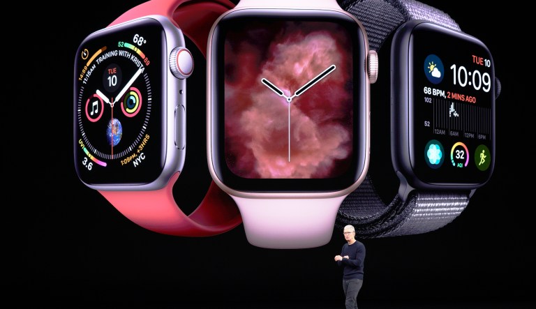Apple CEO Tim Cook talks about the Apple watch during a new product event Tuesday, Sept. 10, 2019, in Cupertino, Calif.
