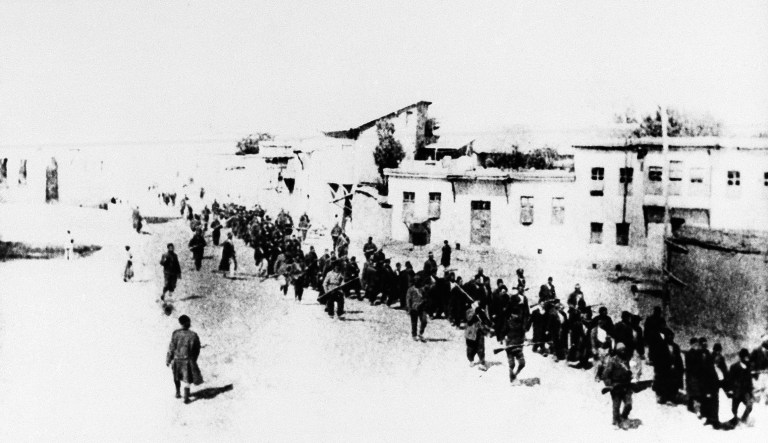 In this 1915 file photo, Armenians marched long distances and were said to have been massacred in Turkey.