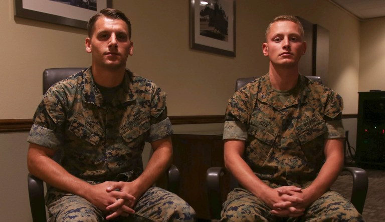 Sgt. Michael Vura and Cpl. Austin Cox, Marine Light Attack Helicopter Training Squadron (HMLAT) 303 helicopter mechanics, assisted in victim evacuation and casualty care following the mass casualty attack in Las Vegas, Nevada.