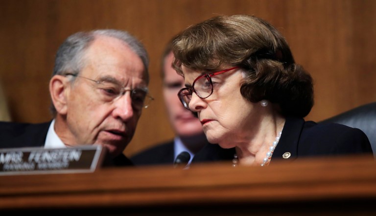 The Senate Judiciary Committee voted Thursday to advance a Catholic law school professor's nomination for a federal appeals court along party lines, after last month's hearing when Democrats grilled her over her faith. (AP Photo/Manuel Balce Ceneta)